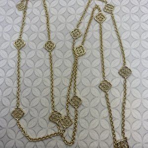 Kendra Scott Gold Devalyn Long Station Necklace Logo Medallion